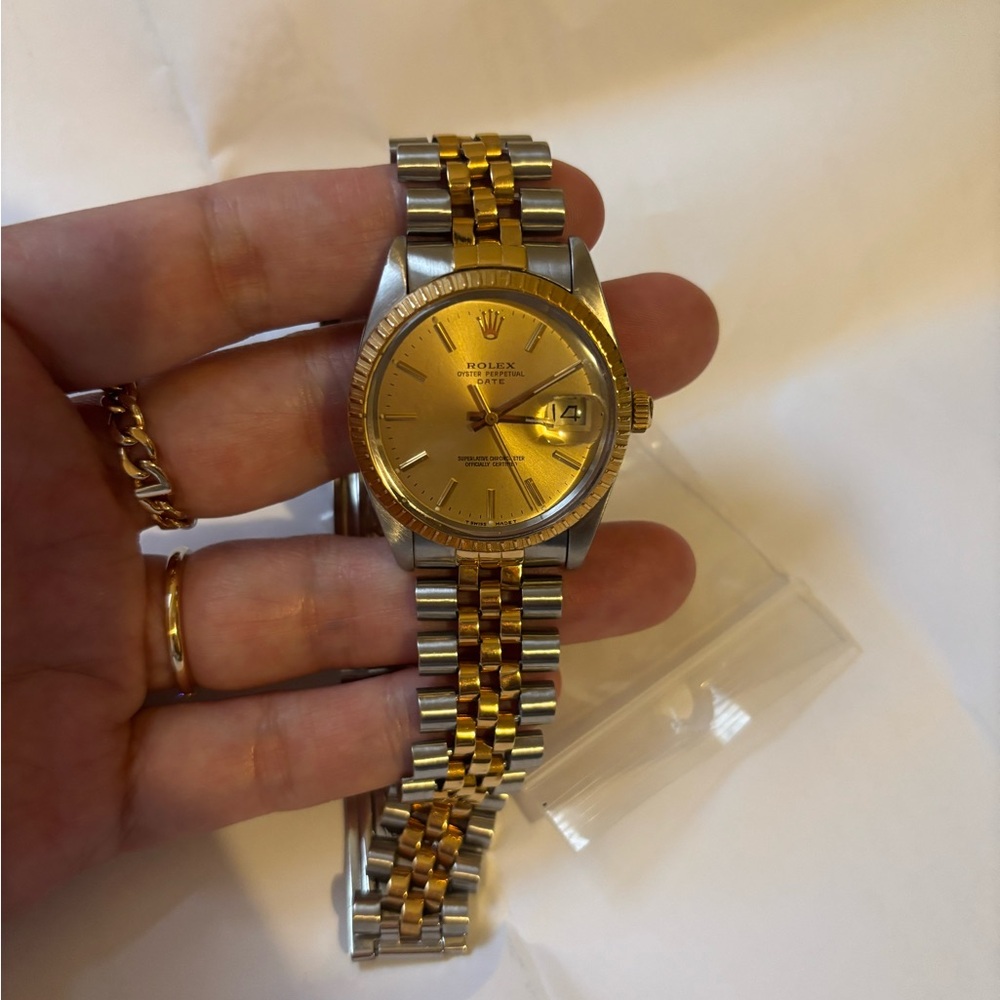 Rolex Gold and Silver Men's Watch Oyster perpetual date